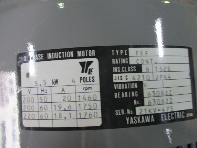 5.5kw4P200V　安川　全閉モーター