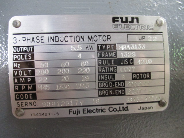 【NO.16-36】5.5KW4P200V　富士　防滴ﾓｰﾀｰ　（中古整備品）